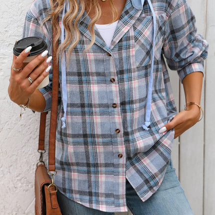 Shirt Women Long Patchwork Plaid Striped Tee - Shirt - BIRDTREE TB - Mad Fly Essentials
