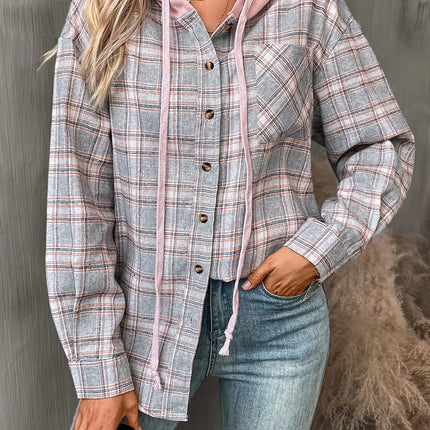 Shirt Women Long Patchwork Plaid Striped Tee - Shirt - BIRDTREE TB - Mad Fly Essentials