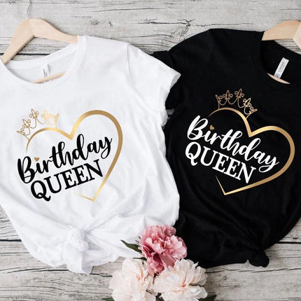 Shirt Women Matching Couple King Queen Birthday Graphic Tee - Shirt - Cute Sphere - Mad Fly Essentials