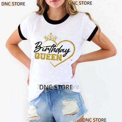 Shirt Women Matching Couple King Queen Birthday Graphic Tee - Shirt - Cute Sphere - Mad Fly Essentials
