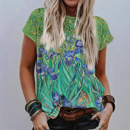 Shirt Women Retro Starry Night Van Gogh 3D Tee - Shirt - BOXDAQ - Mad Fly Essentials