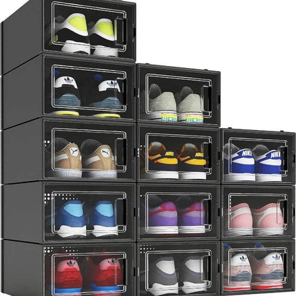 Shoe Organizer Black Stackable 12 pack Storage Solutions - Storage Solutions - LISM - Mad Fly Essentials