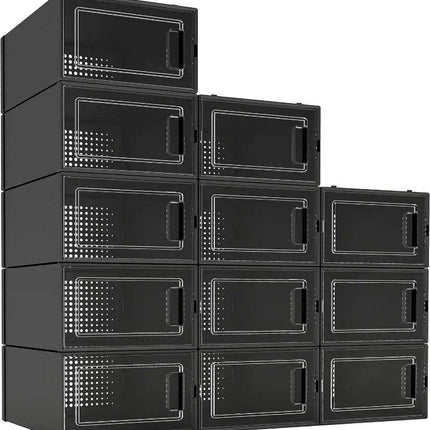 Shoe Organizer Black Stackable 12 pack Storage Solutions - Storage Solutions - LISM - Mad Fly Essentials