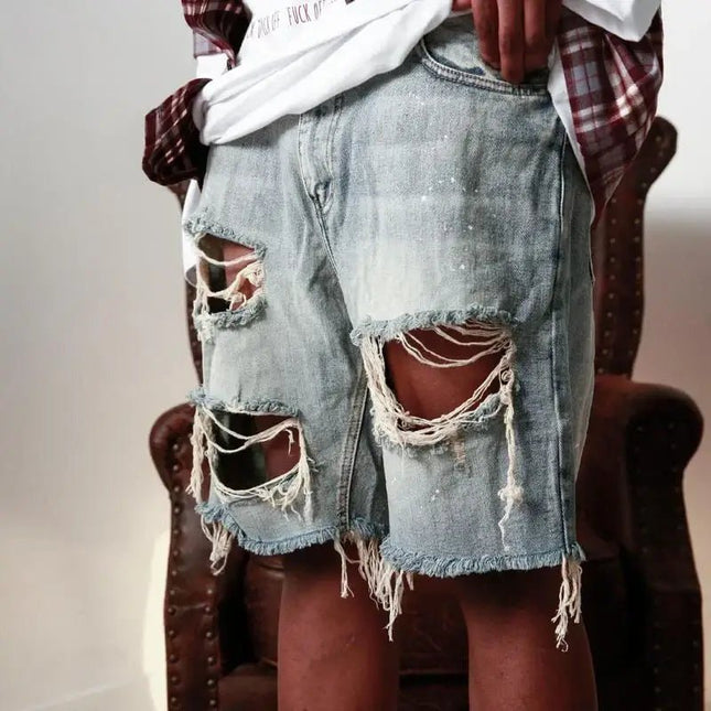 Shorts Men Ripped Design Straight Jeans Fashion - Shorts - Cavving - Mad Fly Essentials