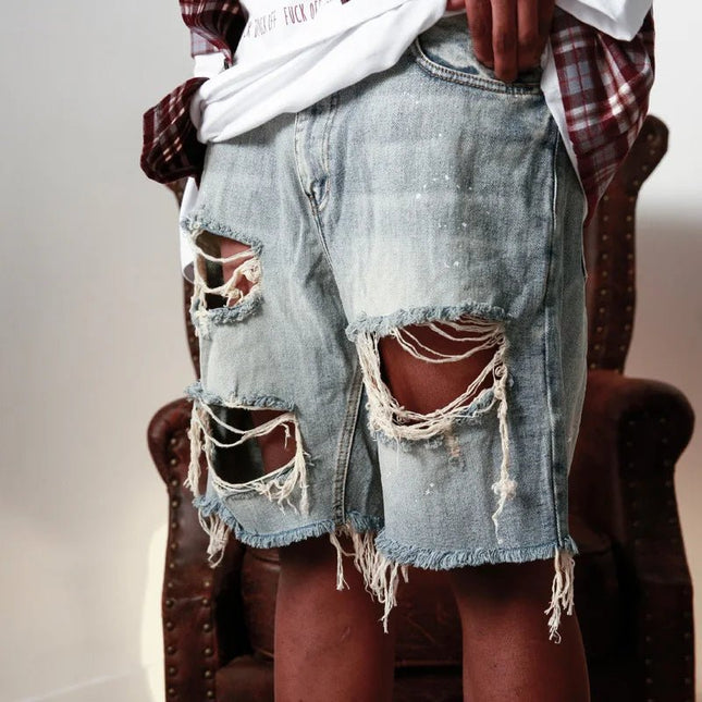 Shorts Men Straight Denim Ripped Summer Shorts - Shorts - Cavving - Mad Fly Essentials