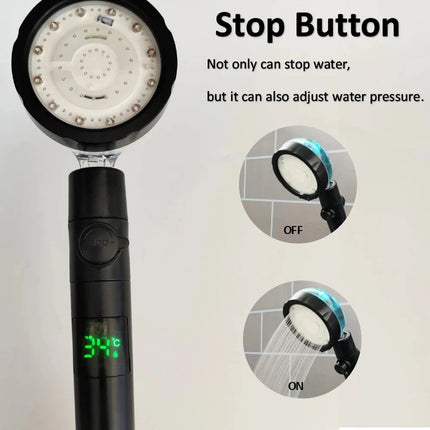 Shower Head 360 Rotation Led Digital Temperature Bathroom Decor - Shower Head - Aasamux - Mad Fly Essentials