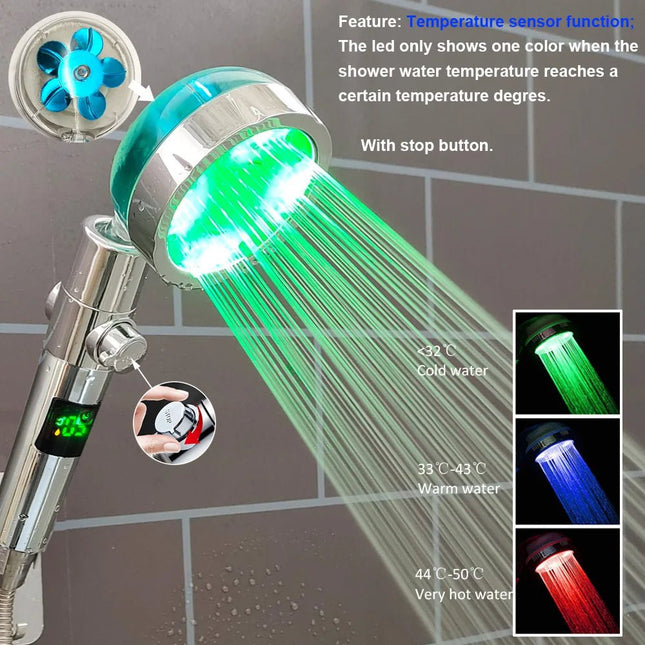 Shower Head LED Button Display Screen Handheld Temperature - Shower Head - Zloog - Mad Fly Essentials