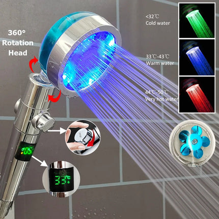 Shower Head LED Button Display Screen Handheld Temperature - Shower Head - Zloog - Mad Fly Essentials
