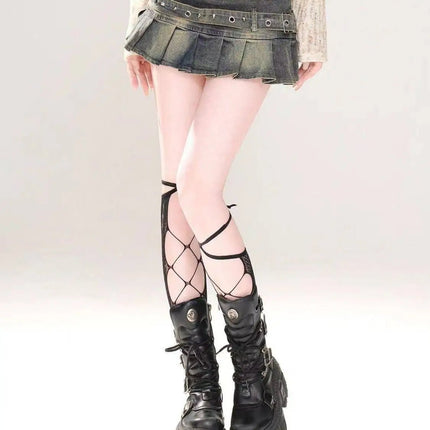 Skirt Women Black Gothic Denim A - Line Skirt - Skirt - Matakawa - Mad Fly Essentials