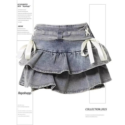Skirt Women Black Gothic Denim A - Line Skirt - Skirt - Matakawa - Mad Fly Essentials