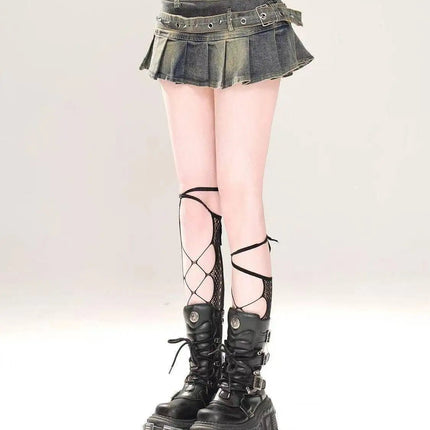 Skirt Women Black Gothic Denim A - Line Skirt - Skirt - Matakawa - Mad Fly Essentials