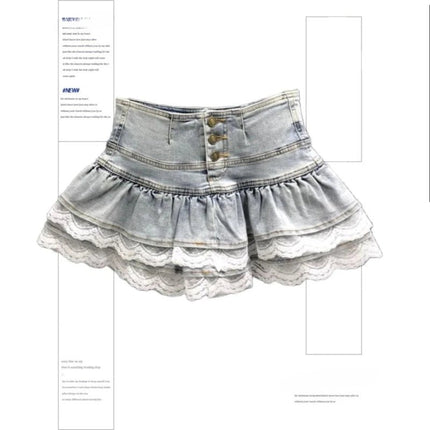 Skirt Women Black Gothic Denim A - Line Skirt - Skirt - Matakawa - Mad Fly Essentials