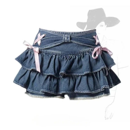 Skirt Women Black Gothic Denim A - Line Skirt - Skirt - Matakawa - Mad Fly Essentials