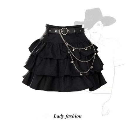 Skirt Women Black Gothic Denim A - Line Skirt - Skirt - Matakawa - Mad Fly Essentials