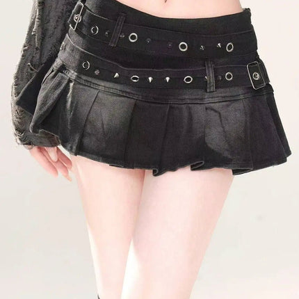 Skirt Women Black Gothic Denim A - Line Skirt - Skirt - Matakawa - Mad Fly Essentials