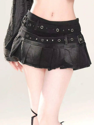Skirt Women Black Gothic Denim A - Line Skirt - Skirt - Matakawa - Mad Fly Essentials