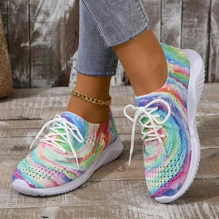 Sneakers Women Rainbow Lightweight Knitted Canvas Shoes - Sneakers - Lilicochan - Mad Fly Essentials