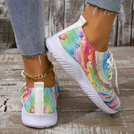 Sneakers Women Rainbow Lightweight Knitted Canvas Shoes - Sneakers - Lilicochan - Mad Fly Essentials