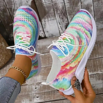 Sneakers Women Rainbow Lightweight Knitted Canvas Shoes - Sneakers - Lilicochan - Mad Fly Essentials