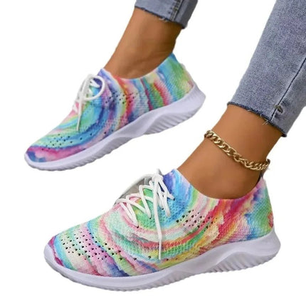 Sneakers Women Rainbow Lightweight Knitted Canvas Shoes - Sneakers - Lilicochan - Mad Fly Essentials