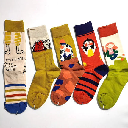 Socks Women Cute Cartoon 4pair Fashion Long Footwear - Socks - Vogul - Mad Fly Essentials