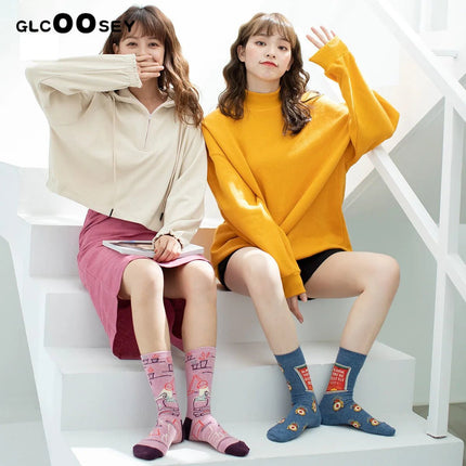 Socks Women Cute Cartoon 4pair Fashion Long Footwear - Socks - Vogul - Mad Fly Essentials