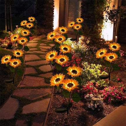 Solar-Powered Sunflower LED Garden Light.