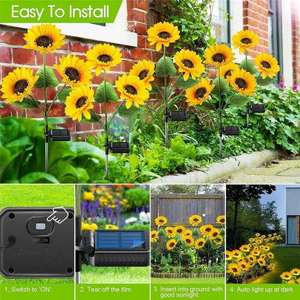 Solar-Powered Sunflower LED Garden Light.