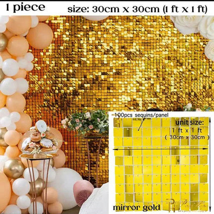 Square Gold Wall Mirror Panel Party Sequin Wedding Decor - Wedding Decor - Party Essentials - Mad Fly Essentials