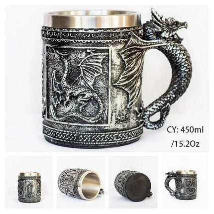 Stainless Kitchen Retro Dragon Viking Beer Mug - Beer Mug - Freeson - Mad Fly Essentials