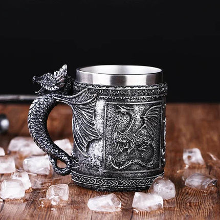 Stainless Kitchen Retro Dragon Viking Beer Mug - Beer Mug - Freeson - Mad Fly Essentials