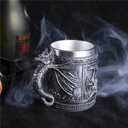 Stainless Kitchen Retro Dragon Viking Beer Mug - Beer Mug - Freeson - Mad Fly Essentials