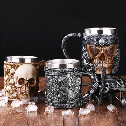 Stainless Kitchen Retro Dragon Viking Beer Mug - Beer Mug - Freeson - Mad Fly Essentials