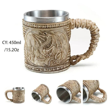 Stainless Medieval Dragon Zombie Coffee Beer Mug - Beer Mug - Freeson - Mad Fly Essentials