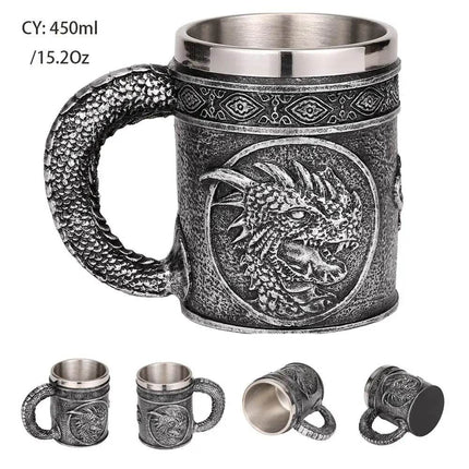 Stainless Medieval Dragon Zombie Coffee Beer Mug - Beer Mug - Freeson - Mad Fly Essentials