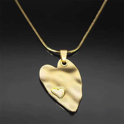 Stainless Steel Pink Heart Pendant Necklace - Necklace - Abdo - Mad Fly Essentials