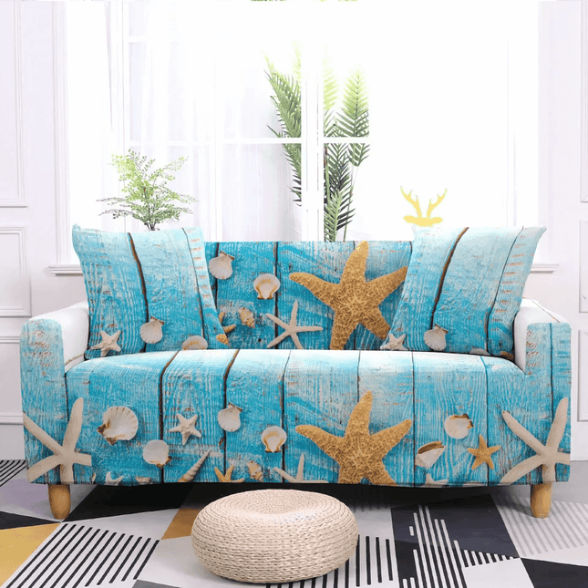Starfish Shell Blue Ocean Sofa Slipcover - Slipcover - S - EMIGA - Mad Fly Essentials