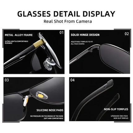 Sunglasses Men Black Silver Gold Square Driving Eyewear - Men Sunglasses - COOLPANDAS - Mad Fly Essentials