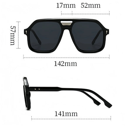 Sunglasses Men Retro Double Bridge Pilot Sunglasses - Men Sunglasses - SHAUNA - Mad Fly Essentials