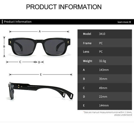 Sunglasses Men Retro Rivets UV400 Square Eyewear - Sunglasses - Dawndesslo - Mad Fly Essentials