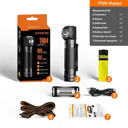 SUPERFIRE TH04 Type C Rechargeable Head LED Flashlight - LED Flashlight - SUPERFIRE - Mad Fly Essentials