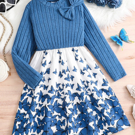 Sweater Dress Girl Blue Knitted Butterfly 8 - 12 Age Baby Girl Dress - Sweater Dress - RONE LOVE - Mad Fly Essentials