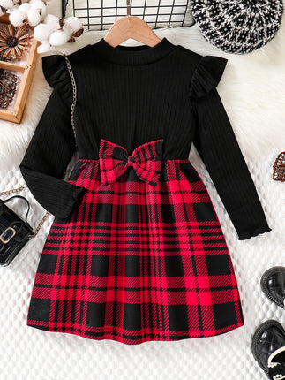 Sweater Dress Girl Fashion O Neck Plaid Skirt - Sweater Dress - MVUPP - Mad Fly Essentials