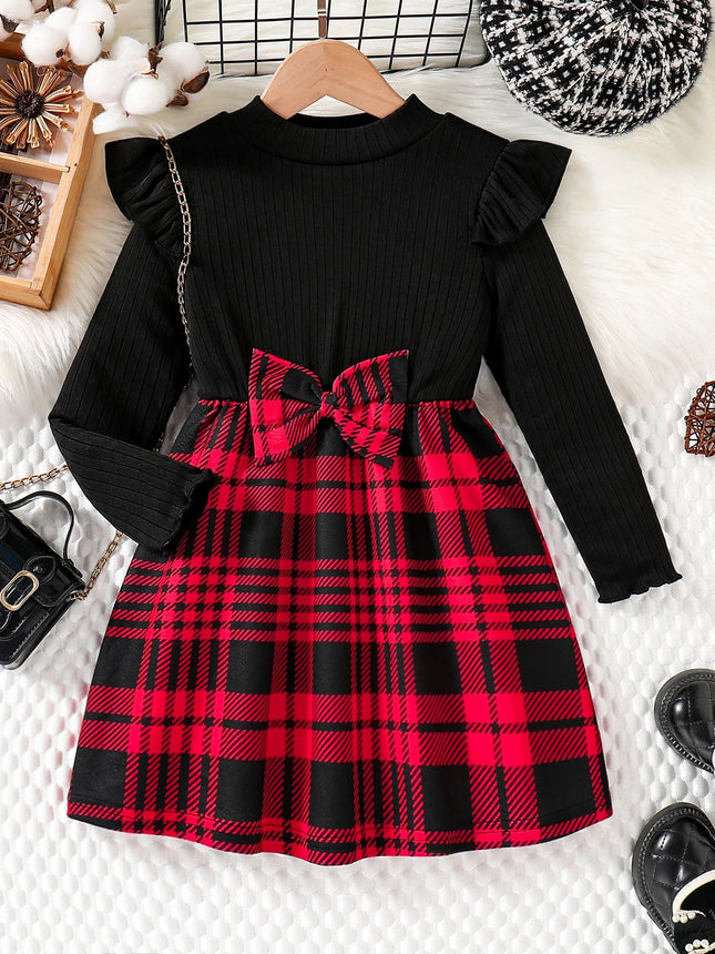 Sweater Dress Girl Fashion O Neck Plaid Skirt - Sweater Dress - MVUPP - Mad Fly Essentials