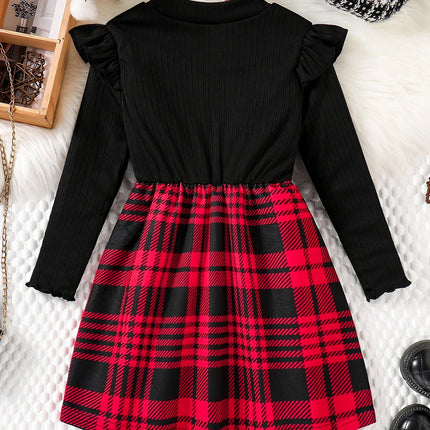 Sweater Dress Girl Fashion O Neck Plaid Skirt - Sweater Dress - MVUPP - Mad Fly Essentials
