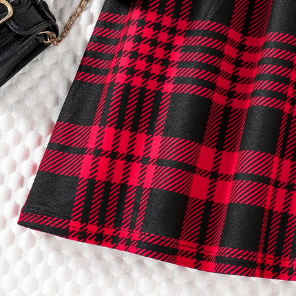 Sweater Dress Girl Fashion O Neck Plaid Skirt - Sweater Dress - MVUPP - Mad Fly Essentials