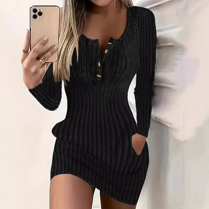 Sweater Dress Women Long Sleeve Bodycon Mini Dress - Sweater Dress - LCSKEREAL - Mad Fly Essentials
