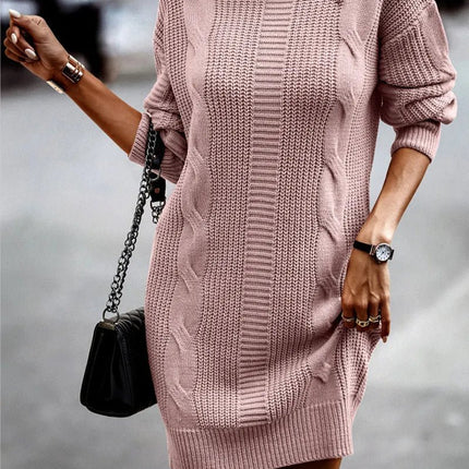 Sweater Dress Women Turtleneck Long Solid Dress - Sweater Dress - LUSMAY - Mad Fly Essentials