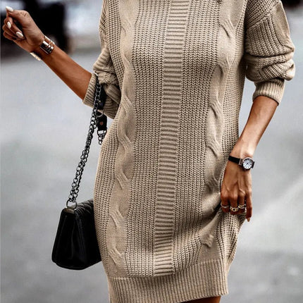 Sweater Dress Women Turtleneck Long Solid Dress - Sweater Dress - LUSMAY - Mad Fly Essentials