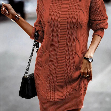 Sweater Dress Women Turtleneck Long Solid Dress - Sweater Dress - LUSMAY - Mad Fly Essentials